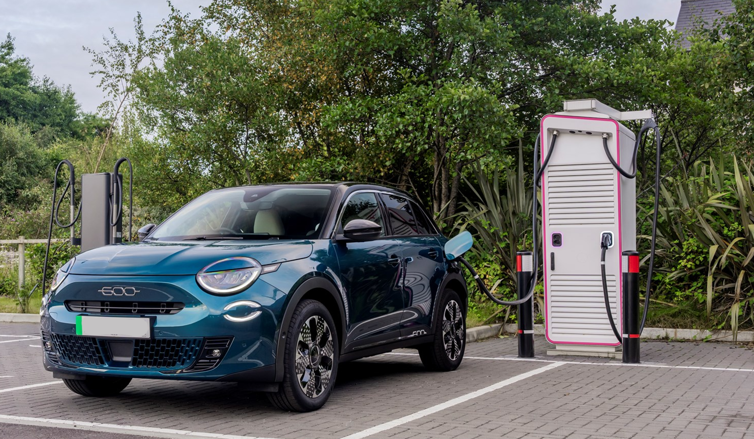 Fiat 600e parked at a charging station