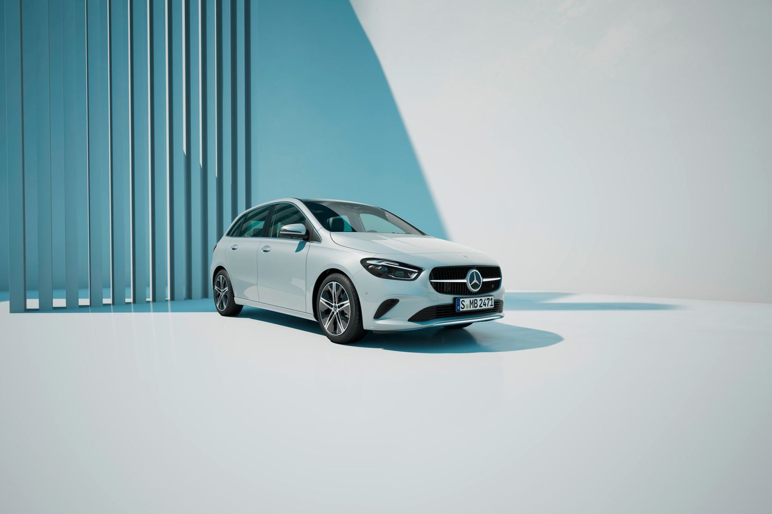 Front side view of the Mercedes-Benz A Class hatchback.