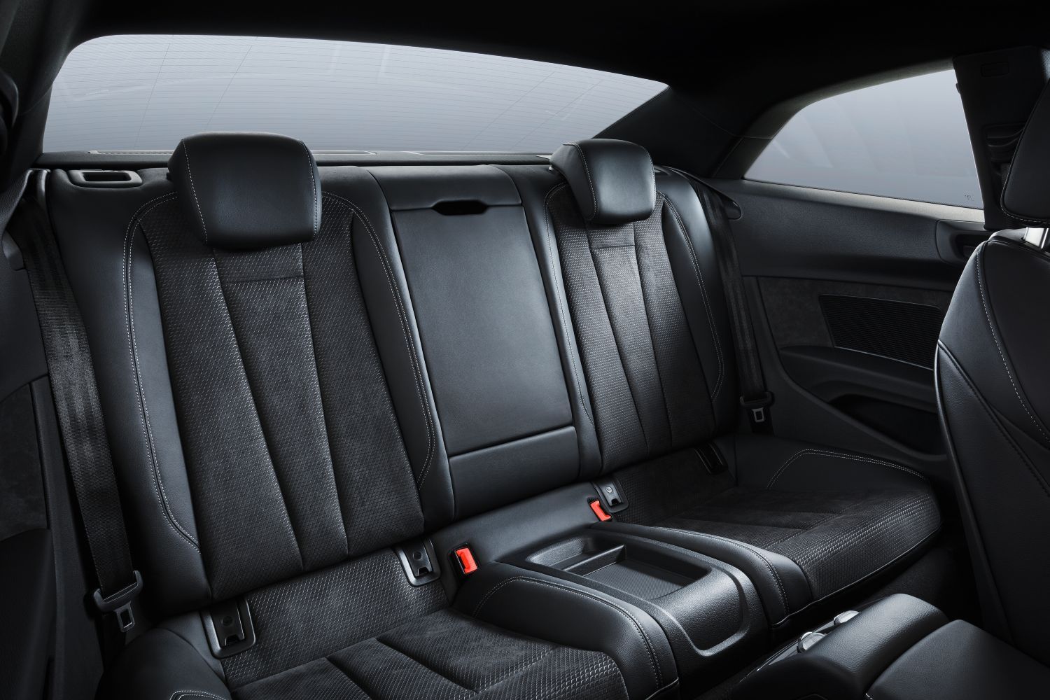 Image of the new Audi A5 Coupe leather and fabric back passenger seats.
