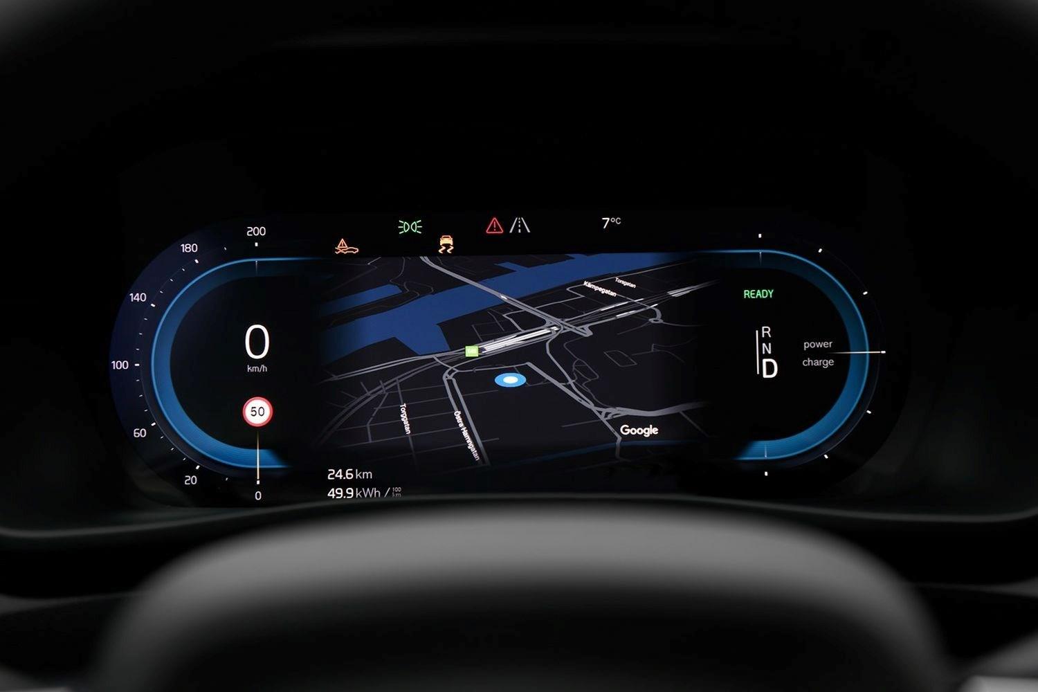 Close-up of the centre console in the all-new Volvo C40 Recharge