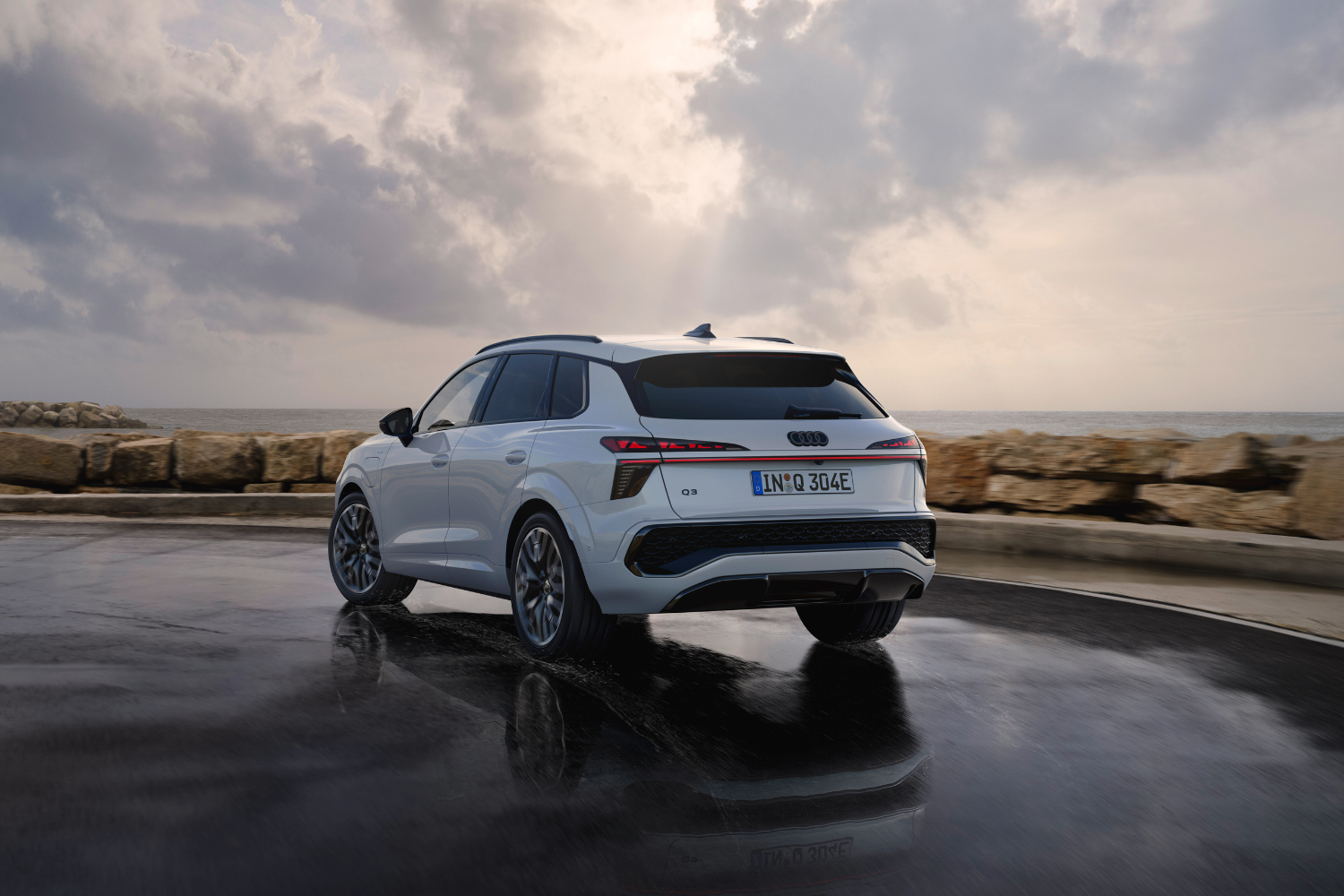 Exterior view of the latest Audi Q3 SUV e-hybrid, available at Belfast and Portadown Audi.