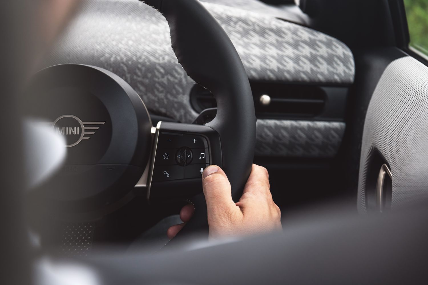 Close-up of the modernised interior inside of the new MINI Cooper 3-Door