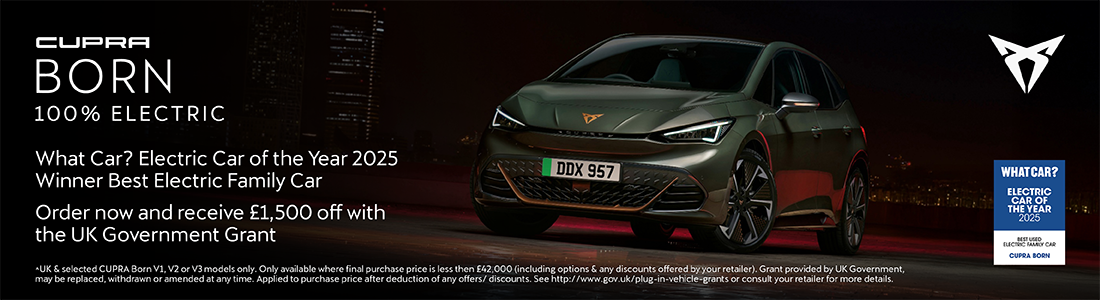 CUPRA Born - ORder now and receive £1,500 off with the UK Government Grant