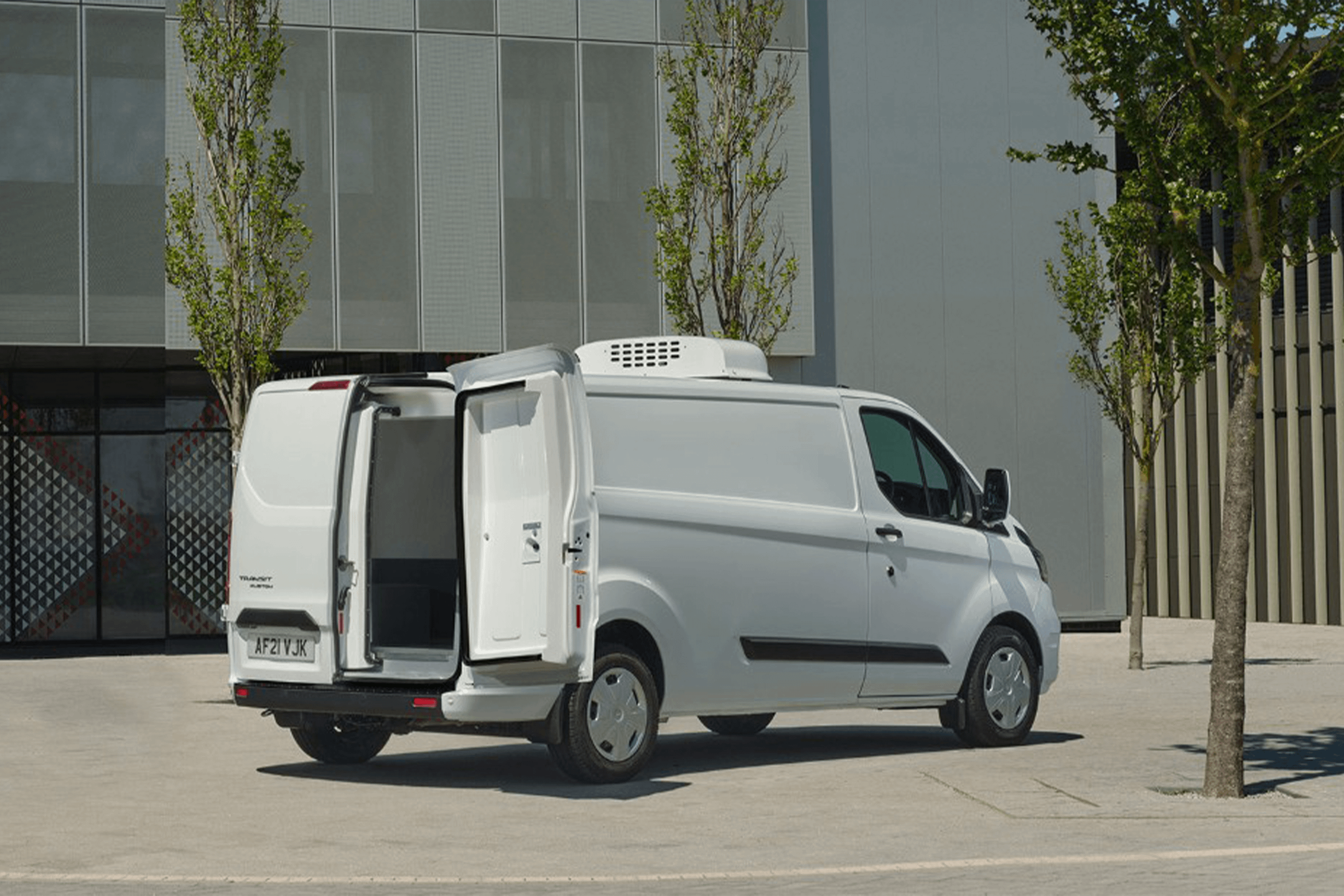 Ford Transit One Stop Shop with rear doors open