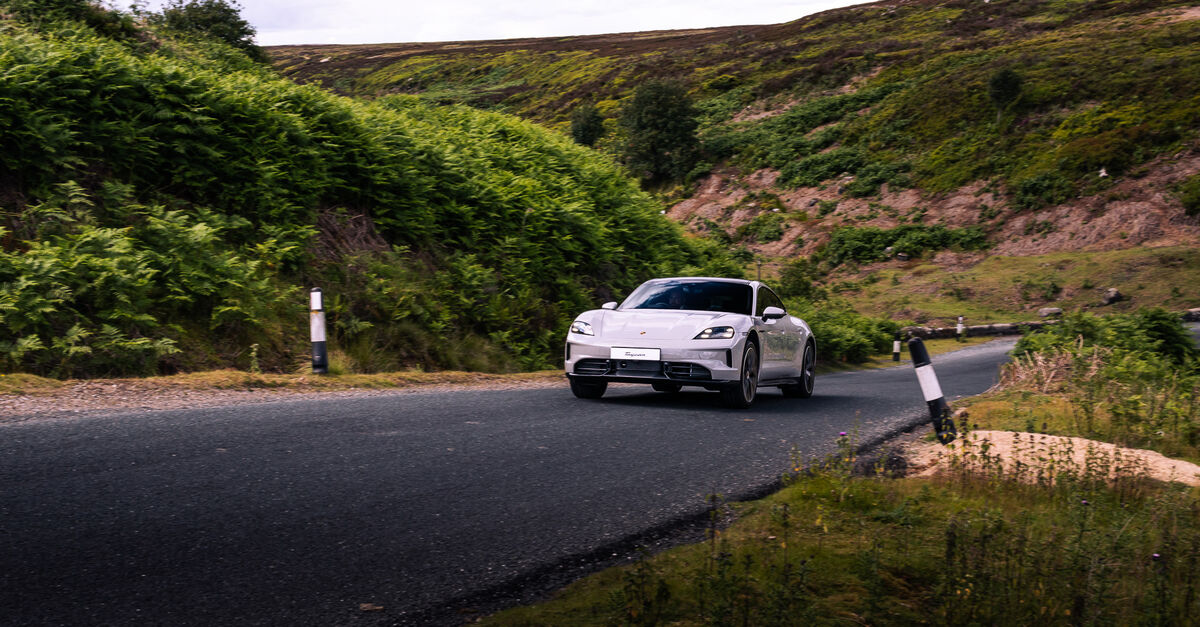 Porsche Taycan on the road