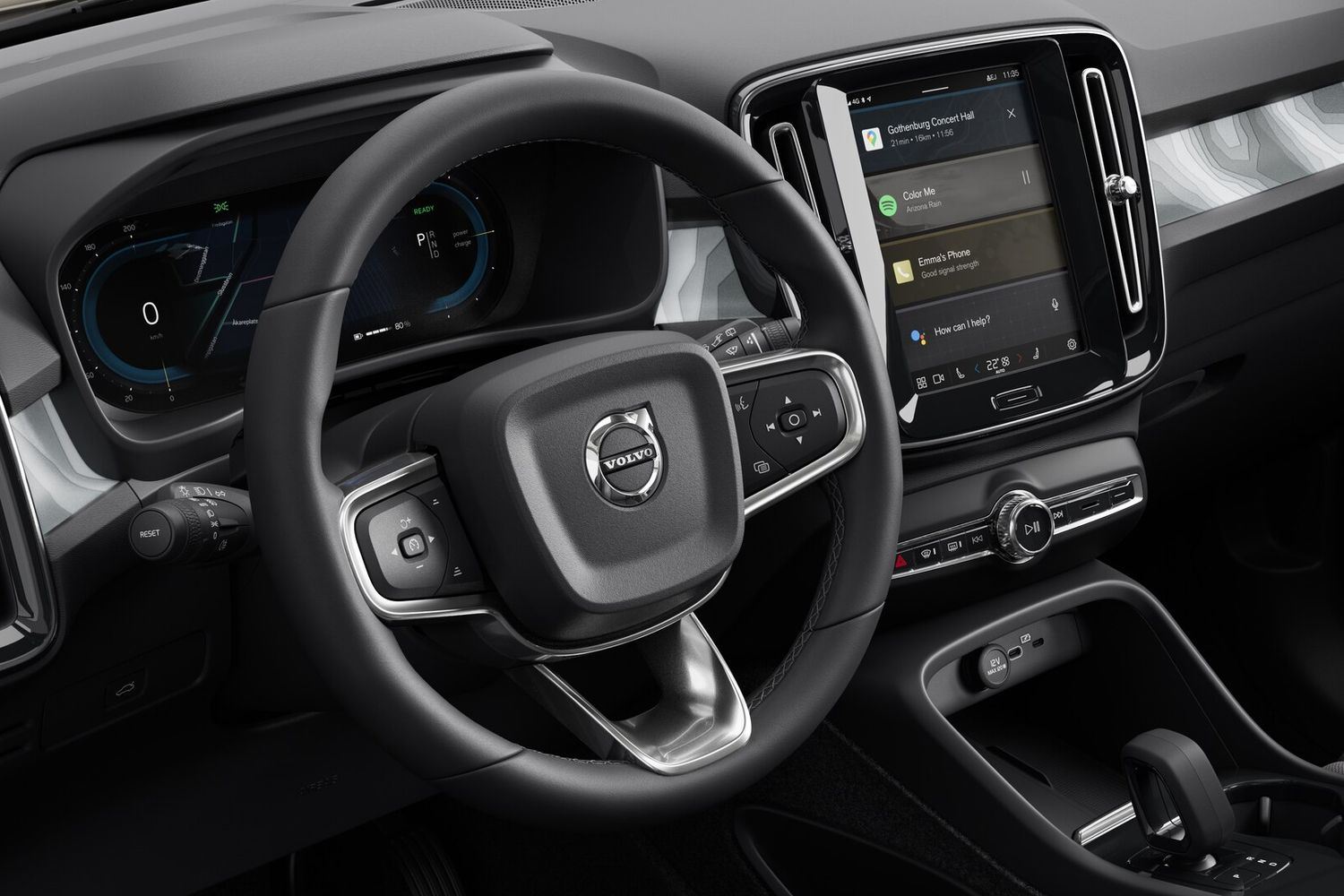 Interior close-up view of the technology inside the Volvo EX40