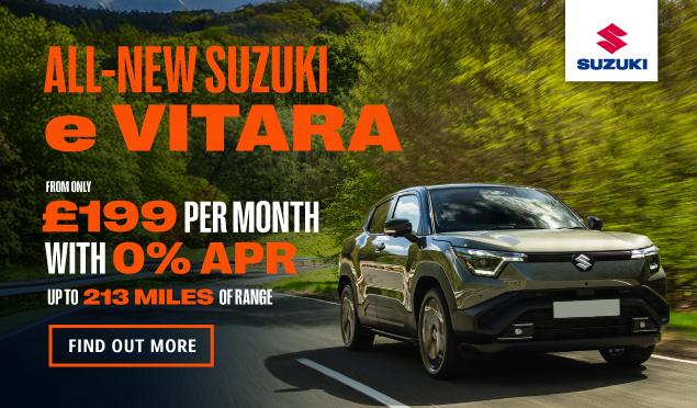 The Suzuki e Vitara is available to buy from Richmond Motor Group from only £199 per month with 0% finance