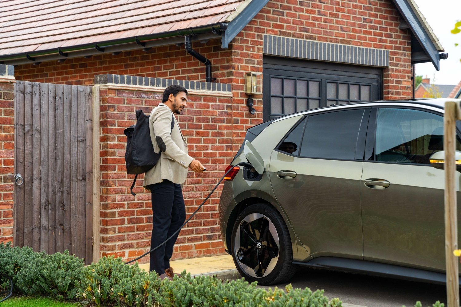 Volkswagen ID 3 Pro S plugged into electric charger.