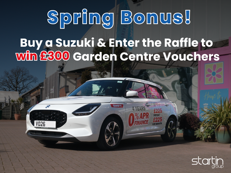Spring Bonus! Buy a Suzuki & Enter the Raffle to Win £300 Garden Centre Vouchers