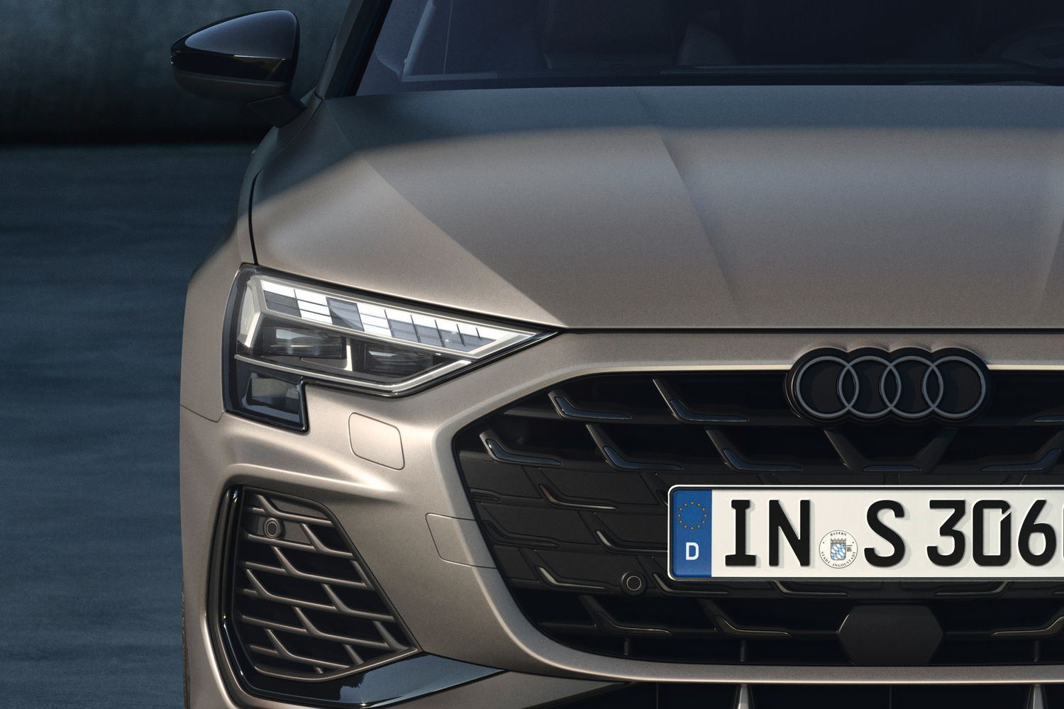 Close up of the newly updated 2024 Audi S3 Sportback front grille.