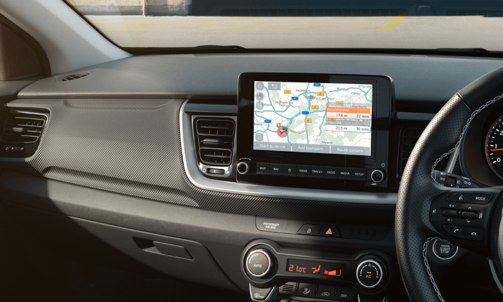 Car media unit with sat nav map display