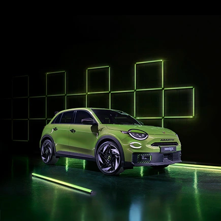 abarth 600e in a photoshoot