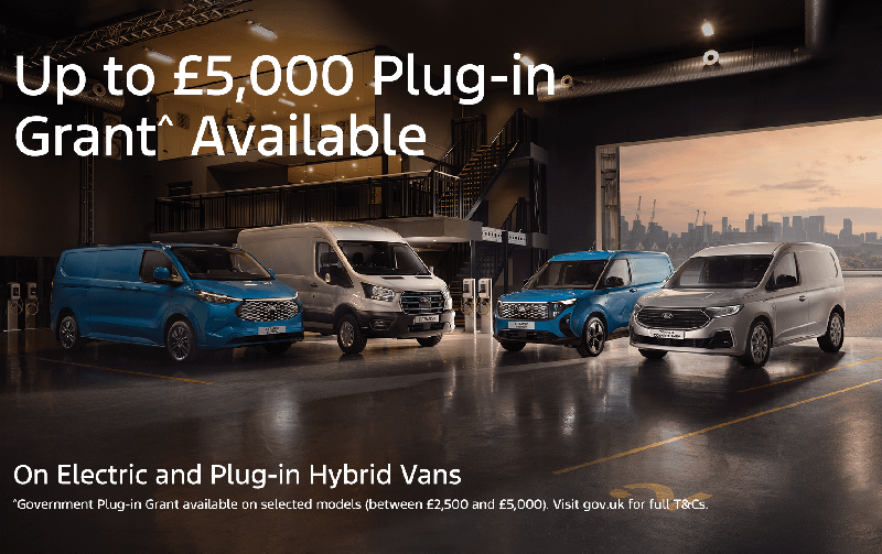 £5,000 Plug-in Grant available on All-Electric Ford Vans 
