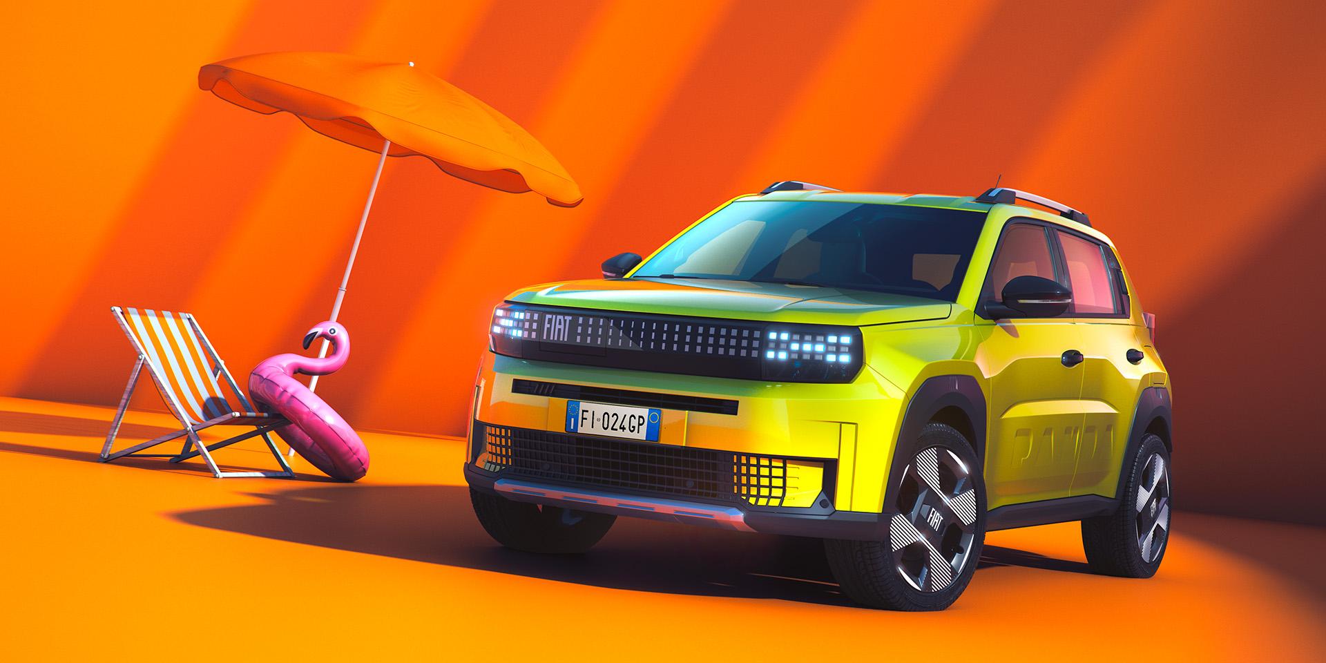 yellow fiat panda