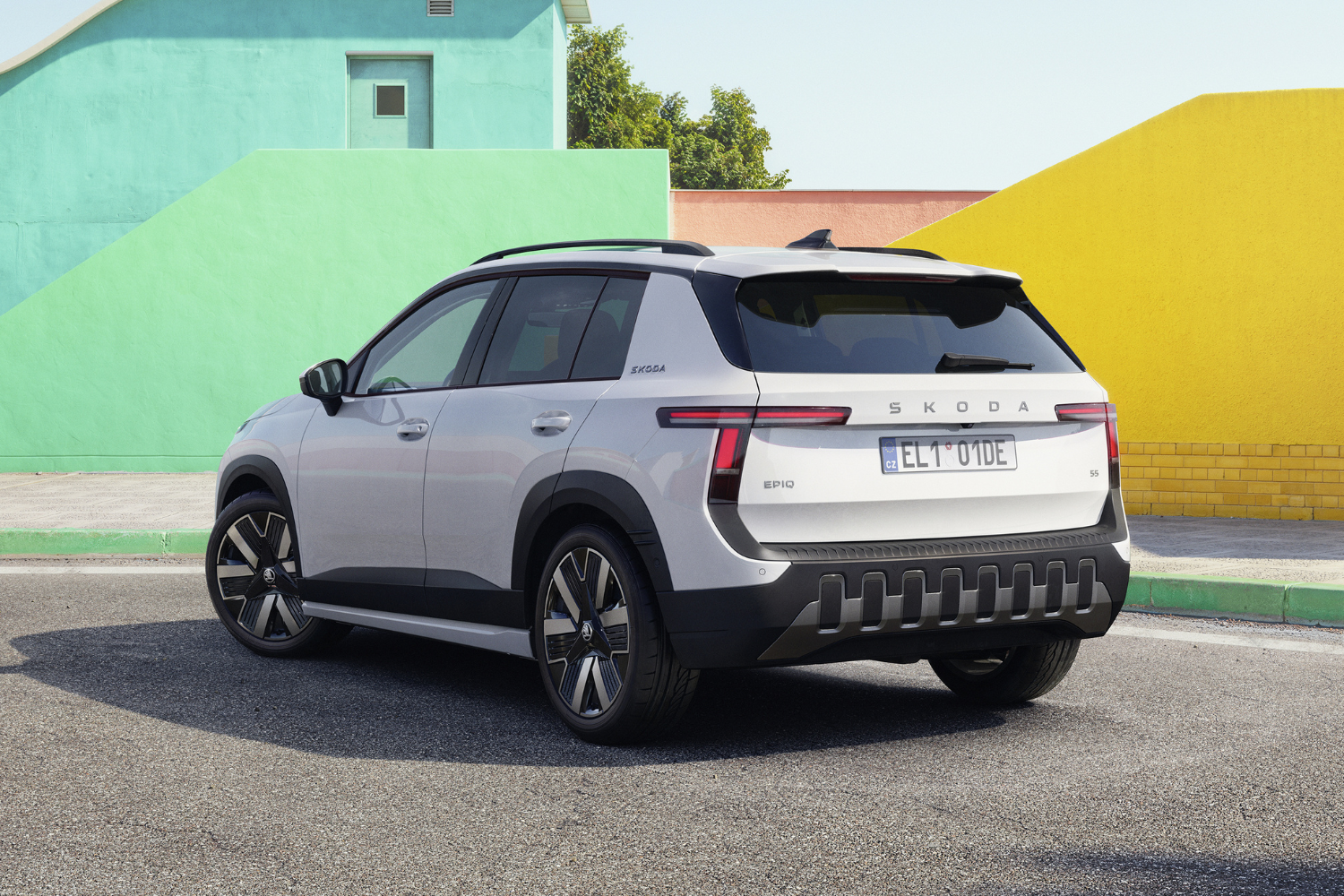 New Skoda Epiq view of behind exterior of vehicle