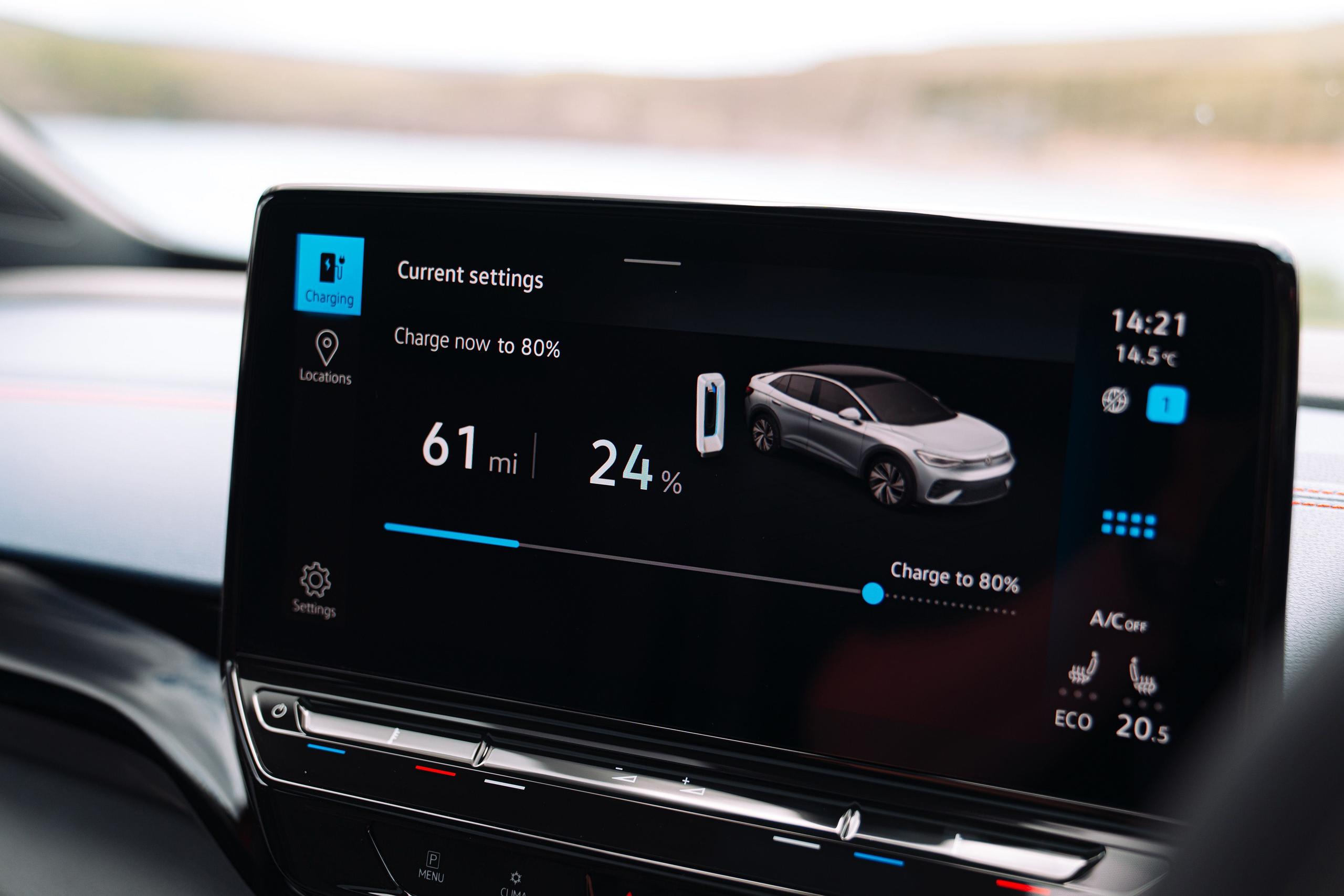 Close-up of the main console in the Volkswagen ID.5