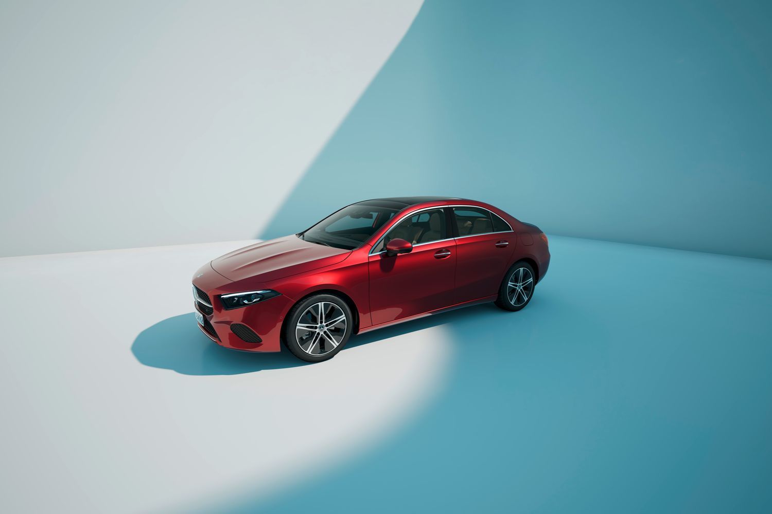 A Class Saloon side view red