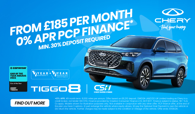 The Chery TIGGO 8 Super Hybrid is available to buy from Richmond Motor Group from only £185 per month