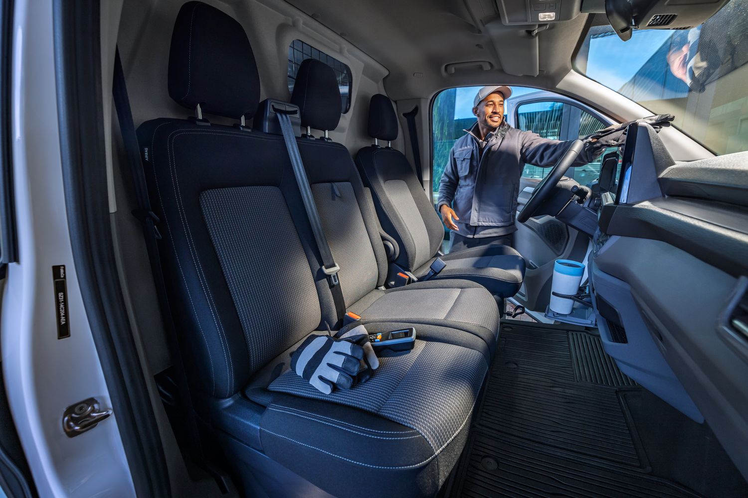 Inside the new Volkswagen Transporter featuring a larger cabin and digital cockpit.