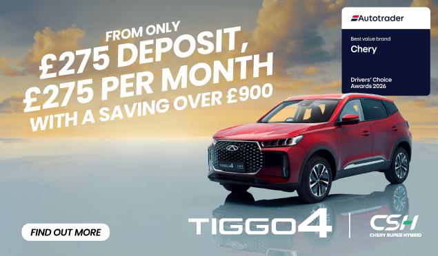 The Chery TIGGO 4 Super Hybrid is available to buy from Richmond Motor Group from only £19,066