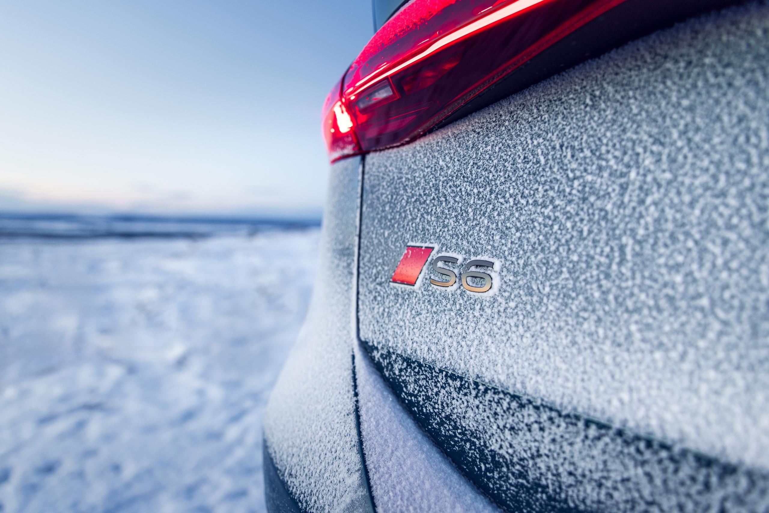 Close-up of lights of an Audi S5 during winter