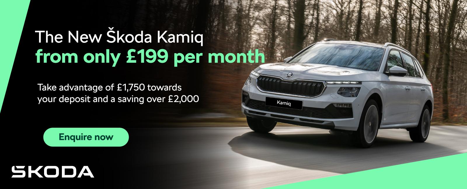 The Skoda Kamiq from only £199 per month