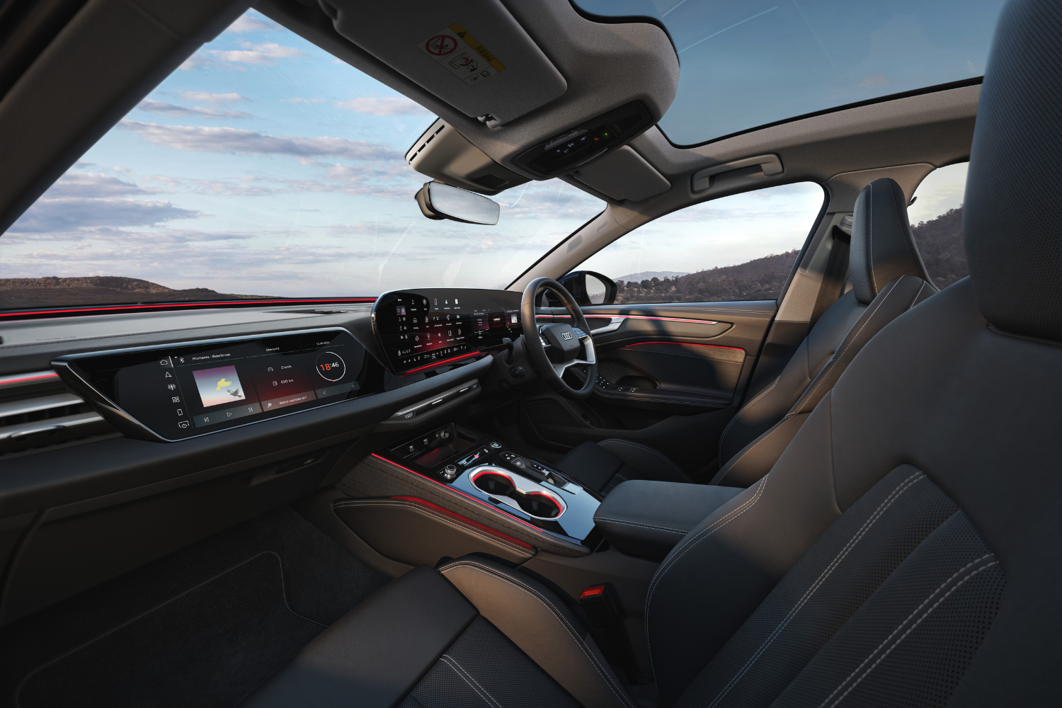 Audi A6 interior side view demonstrating Audi themes