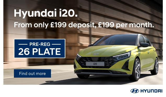 The Hyundai i20 is available to buy from Richmond Hyundai from only £199 Deposit, £199 Per month