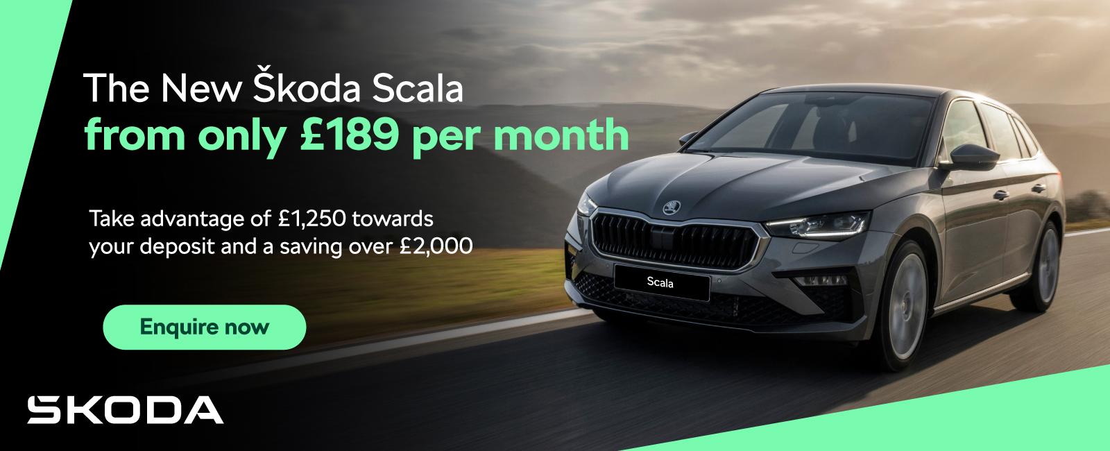 The Skoda Scala from only £189 per month