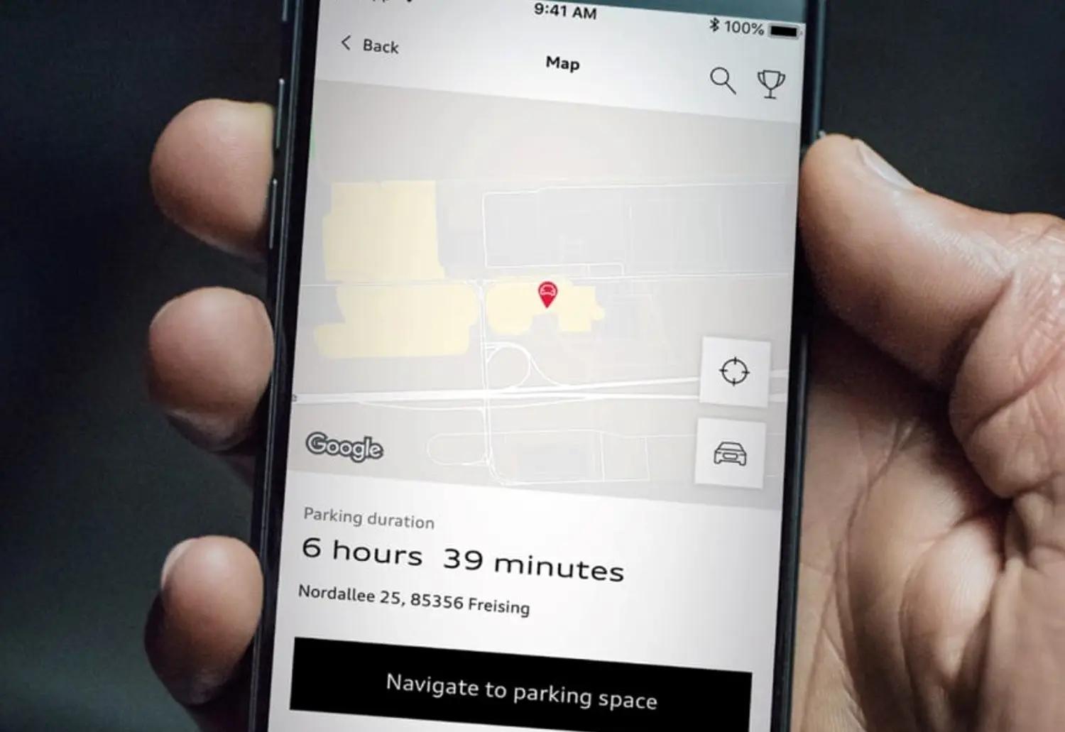 Image of the Audi Plug and Play app showcasing the maps