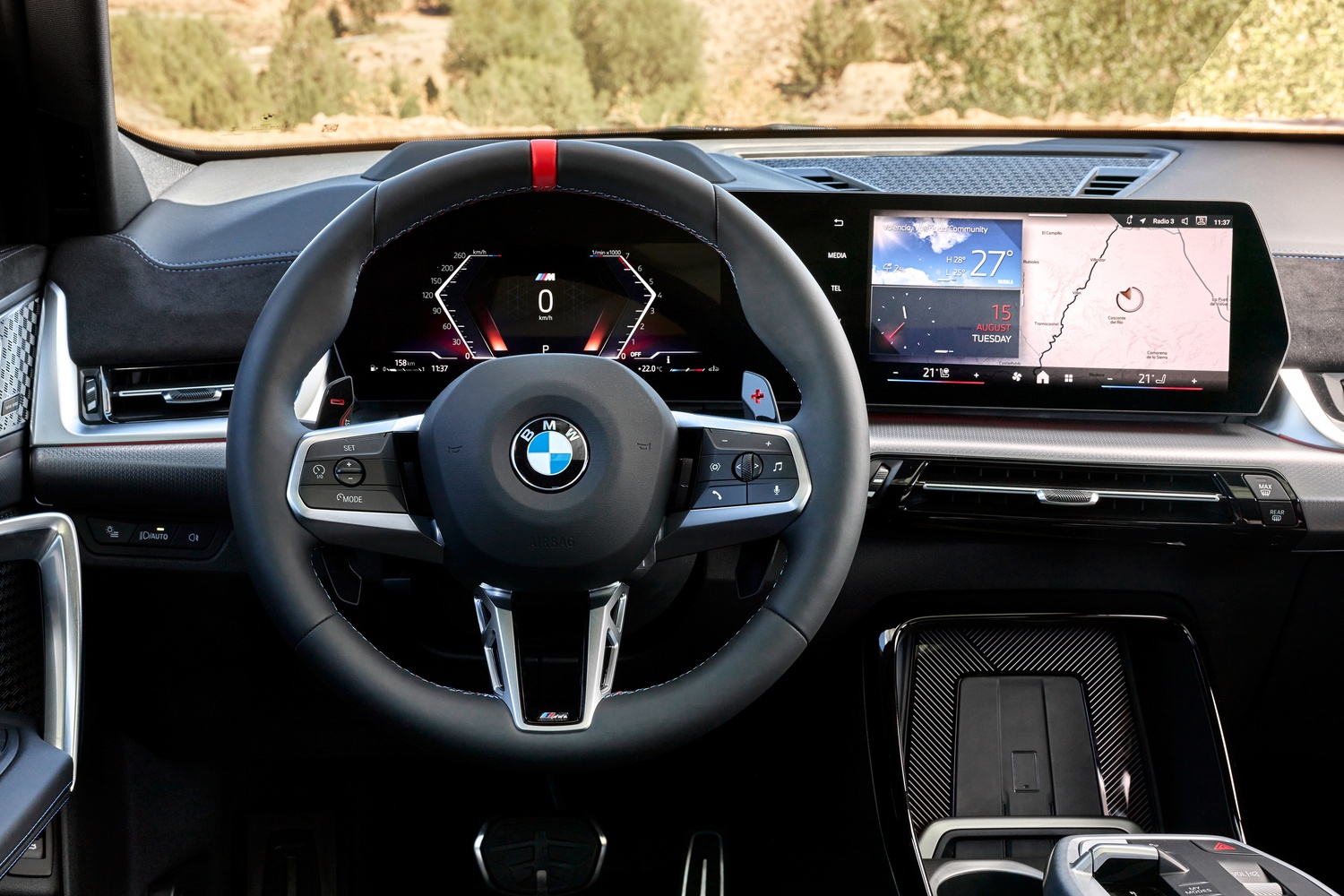Close up of the BMW X2 dual driver display.