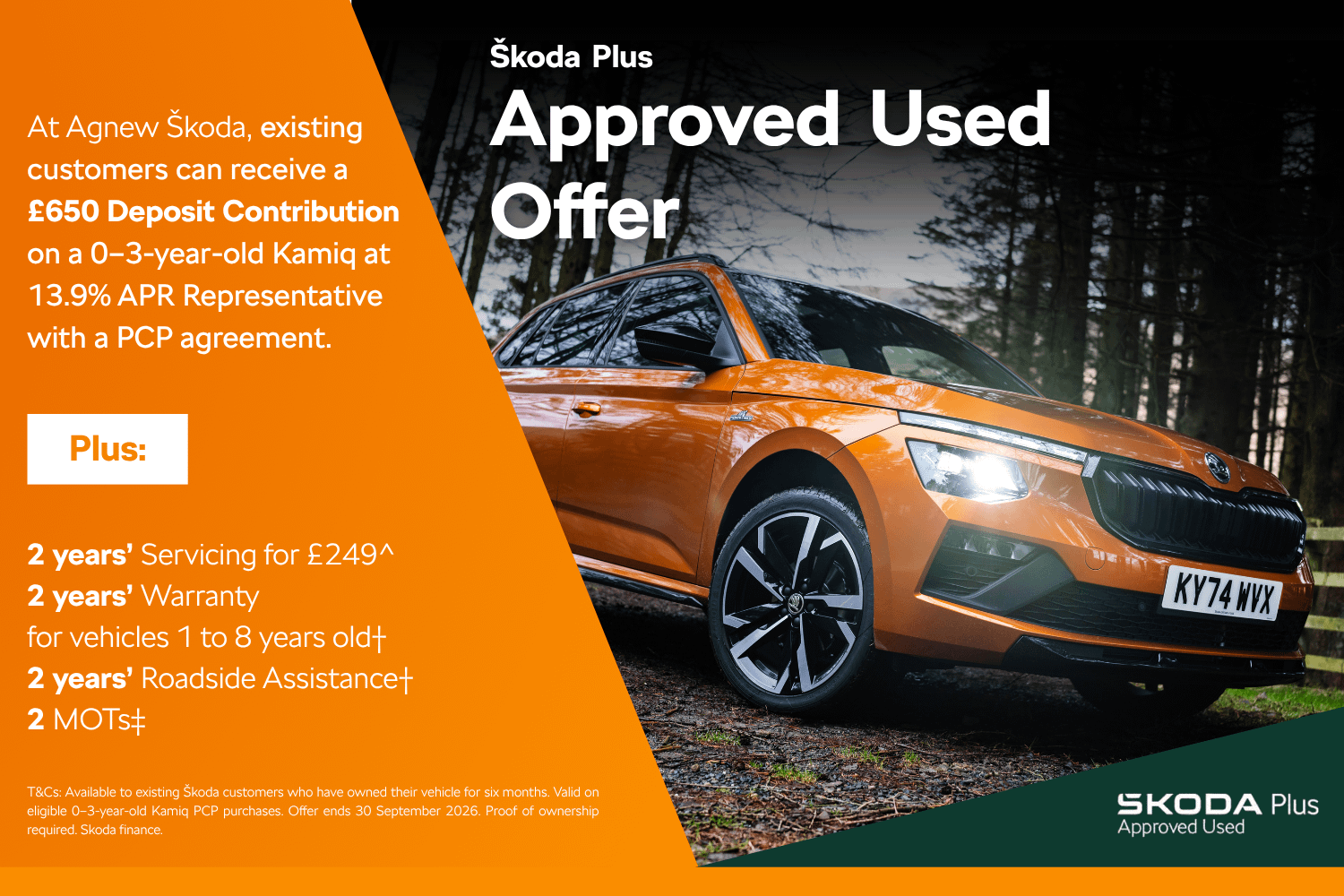 Skoda Plus Approved Used Offer for Kamiq models at Agnew Skoda Belfast and Mallusk