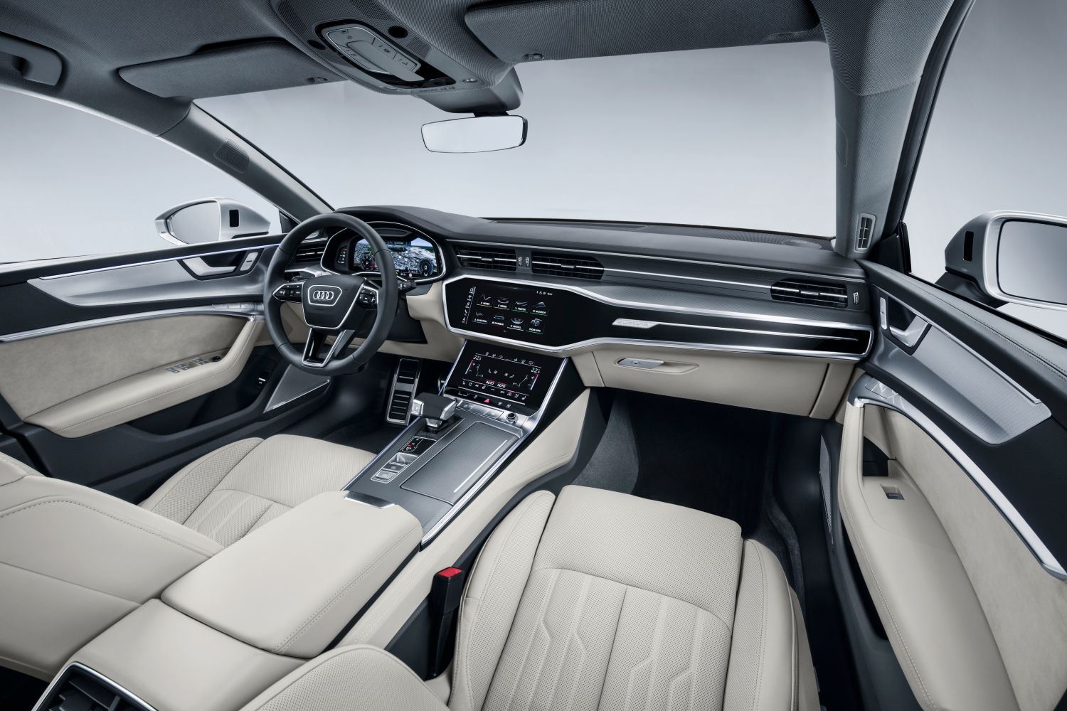 New Audi A7 Sportback interior image of cream leather seats