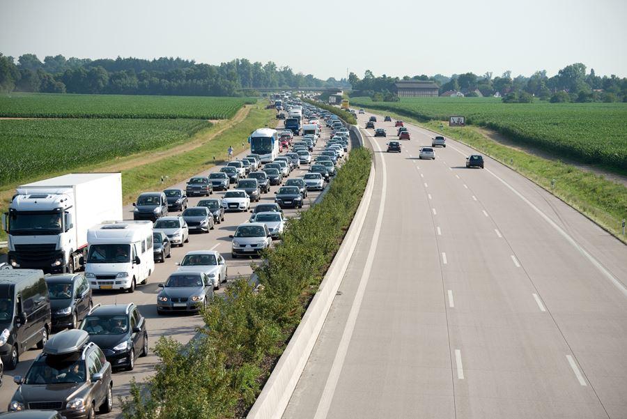 busy motorway in traffic