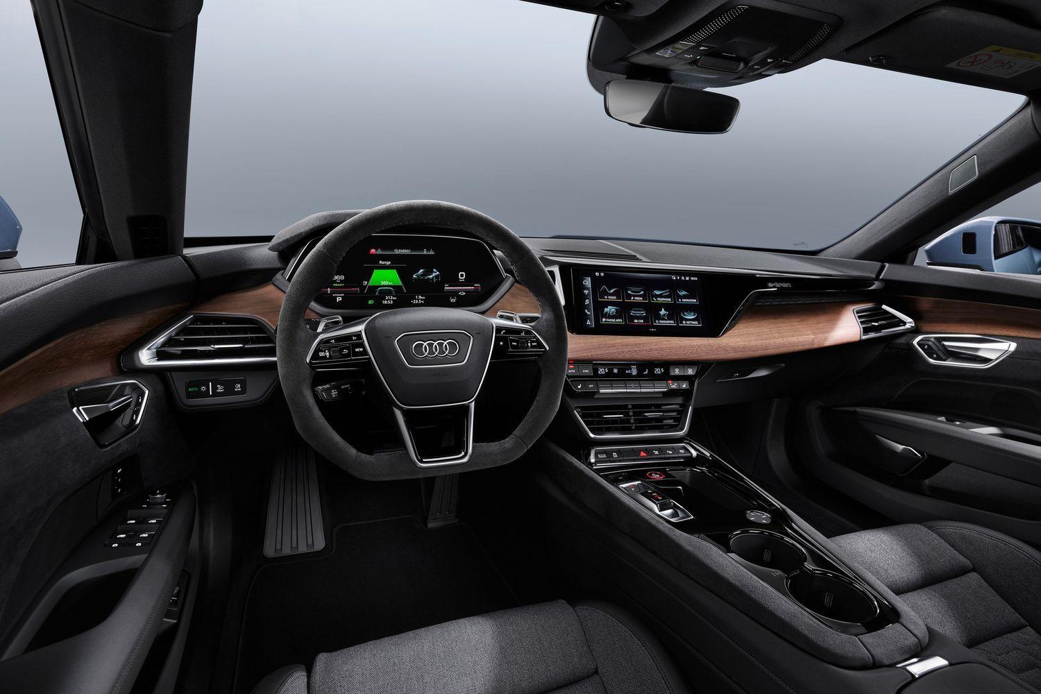 New Audi E Tron GT Quattro view of steering wheel and digital cockpit