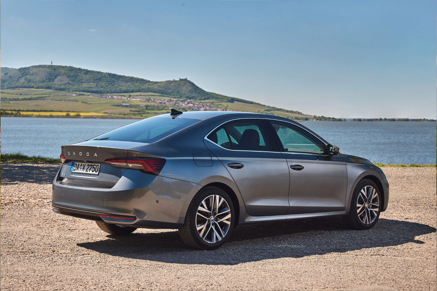 New Skoda Octavia Hatch, available at Agnew Skoda Belfast and Agnew Skoda Mallusk, parked by Strangford Lough in Northern Ireland
