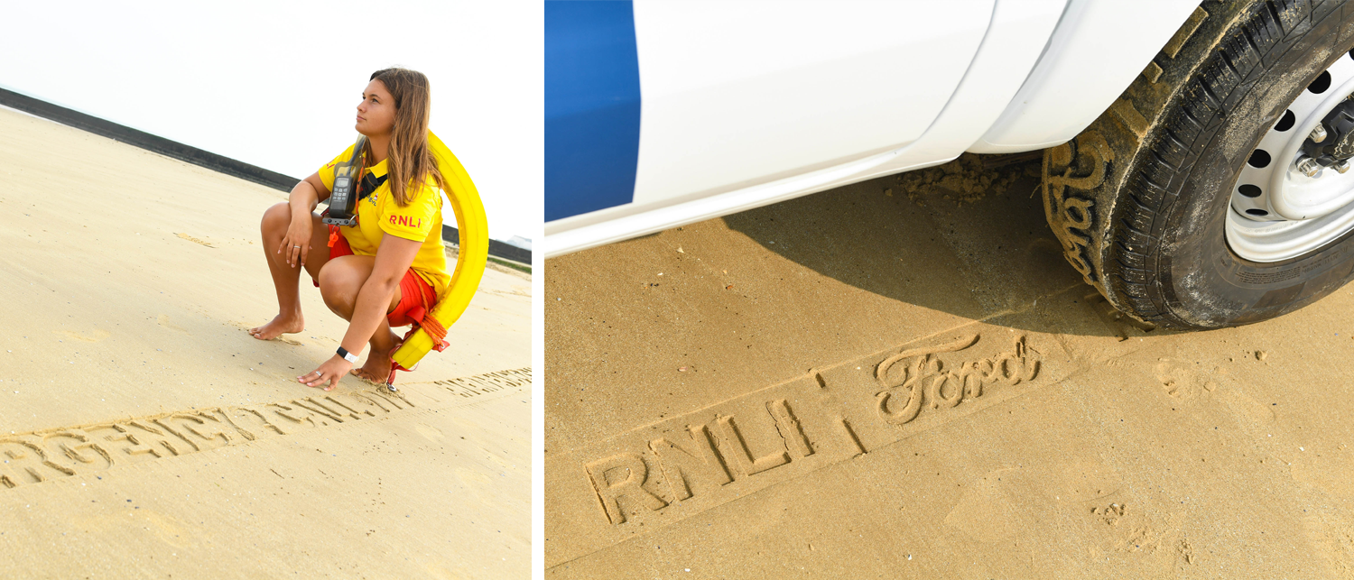Ford Rnli tracks in the sand