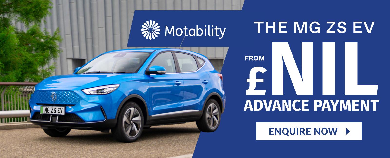 The MG ZS Electric on Motability Scheme from £NIL Advance Payment