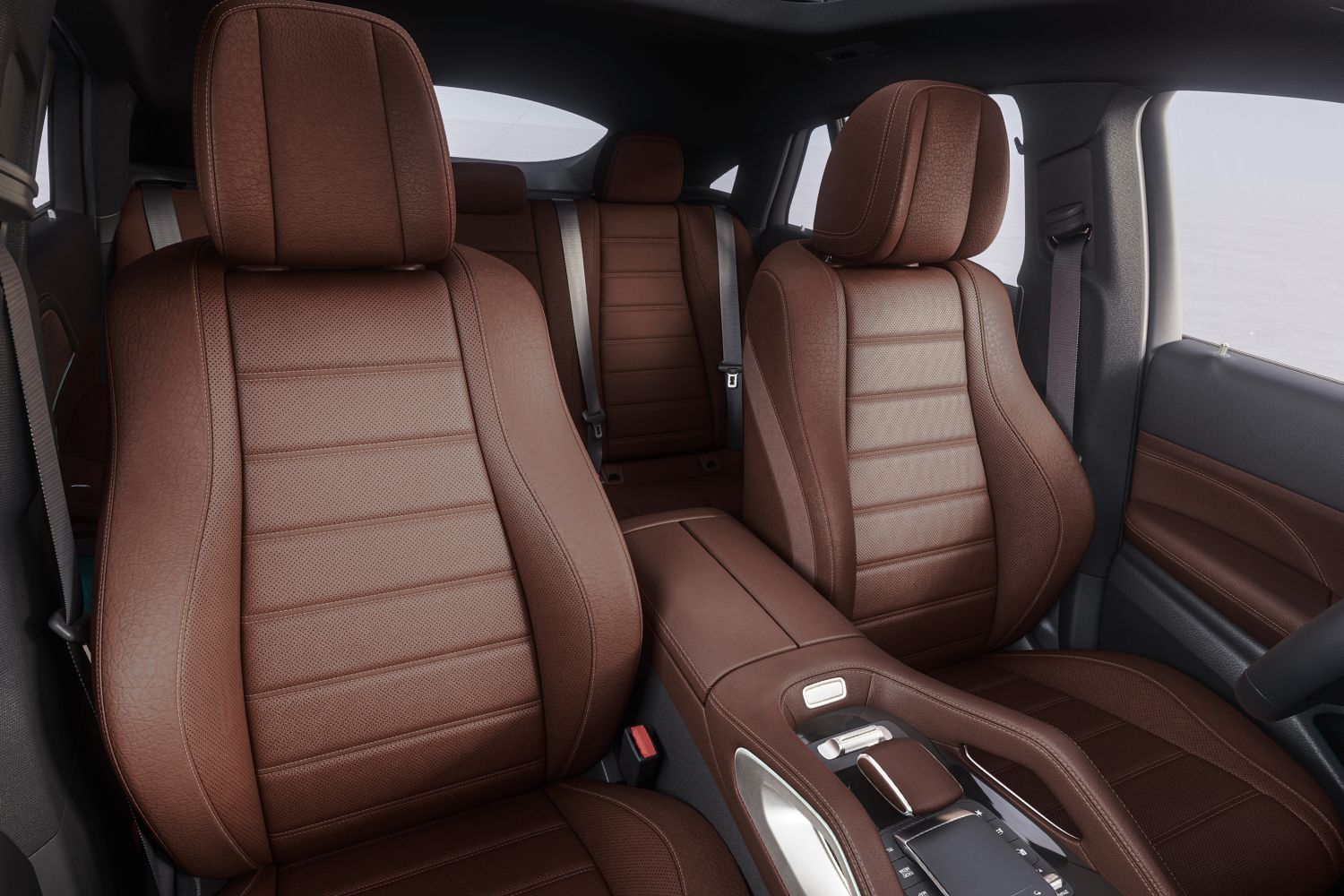 Tan interior seats inside a Mercedes-Benz GLE Coupé.