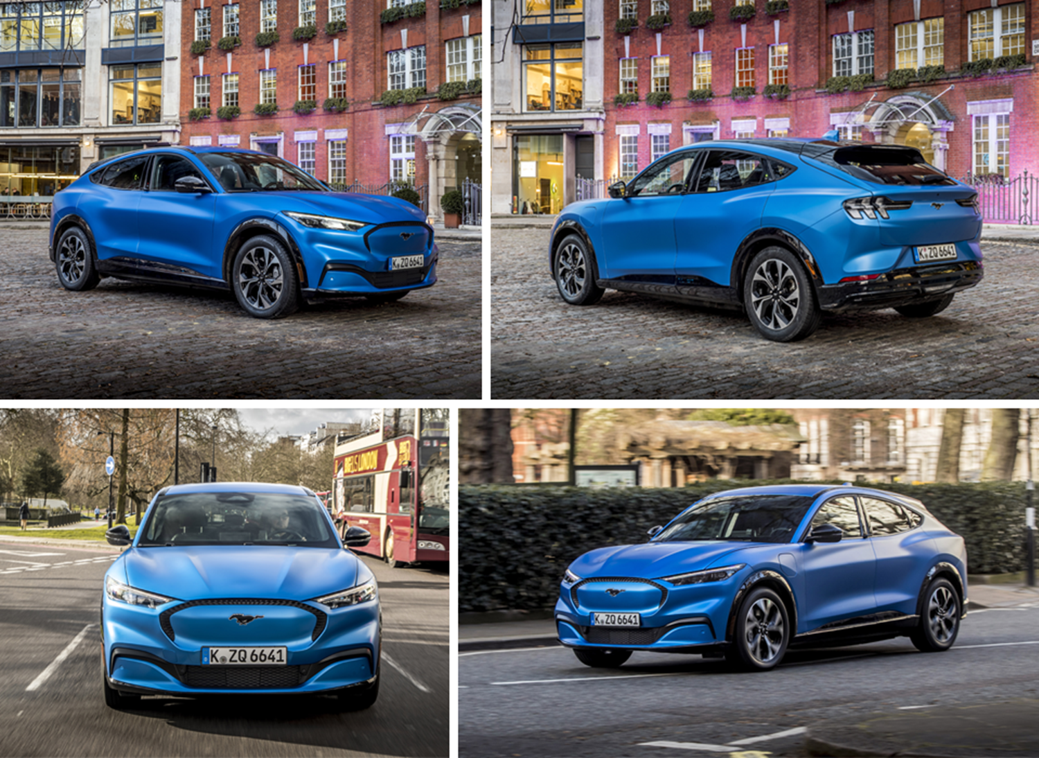 Collage of blue Ford Mustang