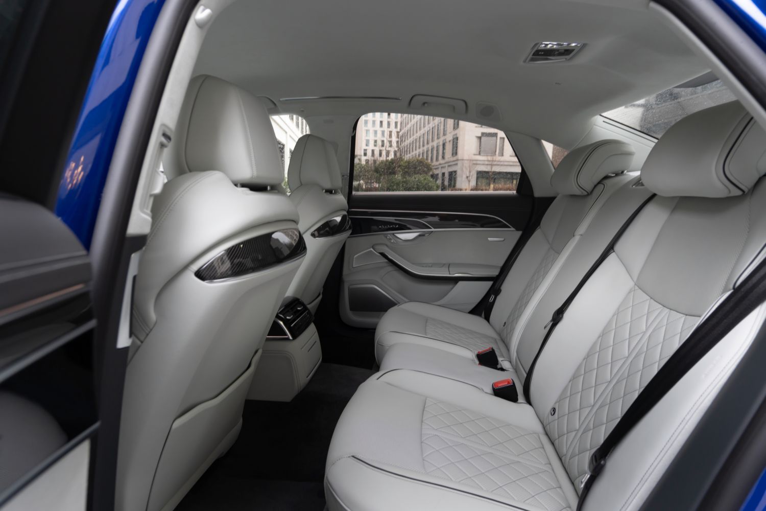 New Audi S8 interior image of white leather seats