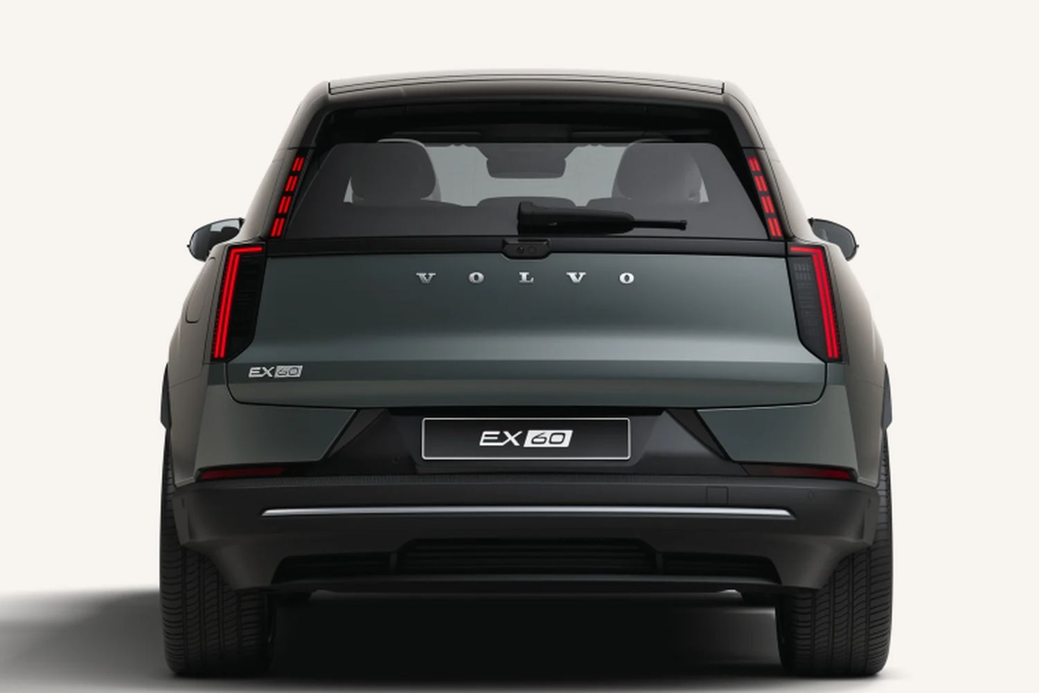 Rear view of the new Volvo EX60, highlighting the versatility of the model.