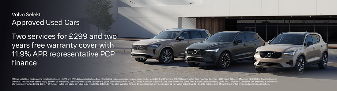 Approved Used Cars - Two services for £299 and two years free warranty cover with 11.9% APR Representative PCP Finance