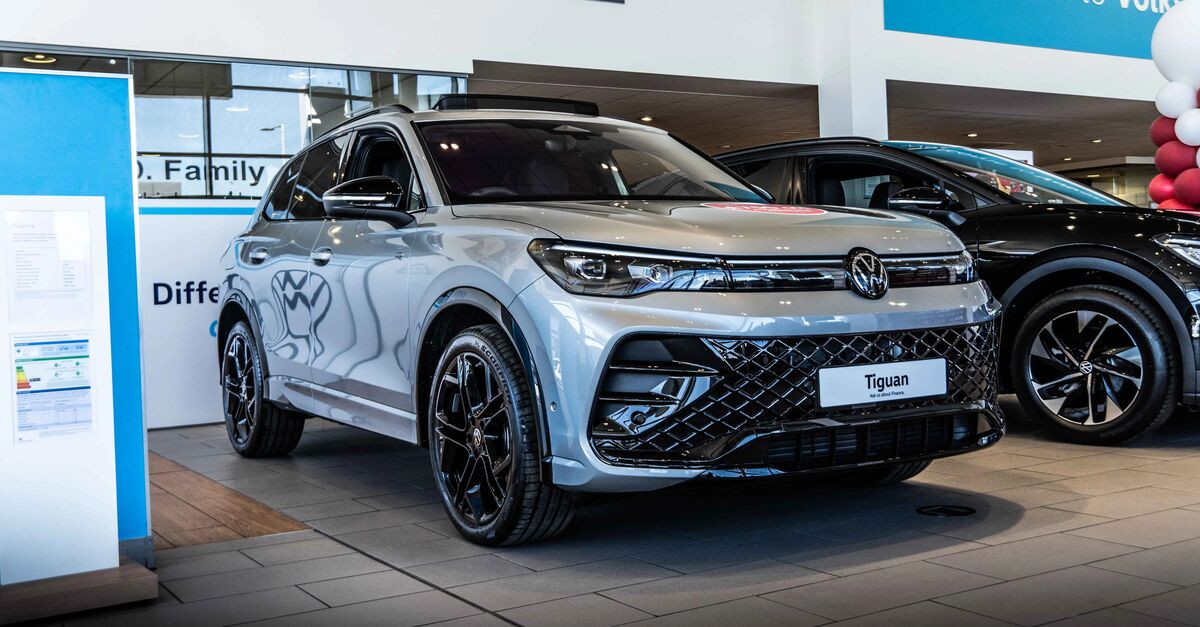 Volkswagen Tiguan in a dealership showroom
