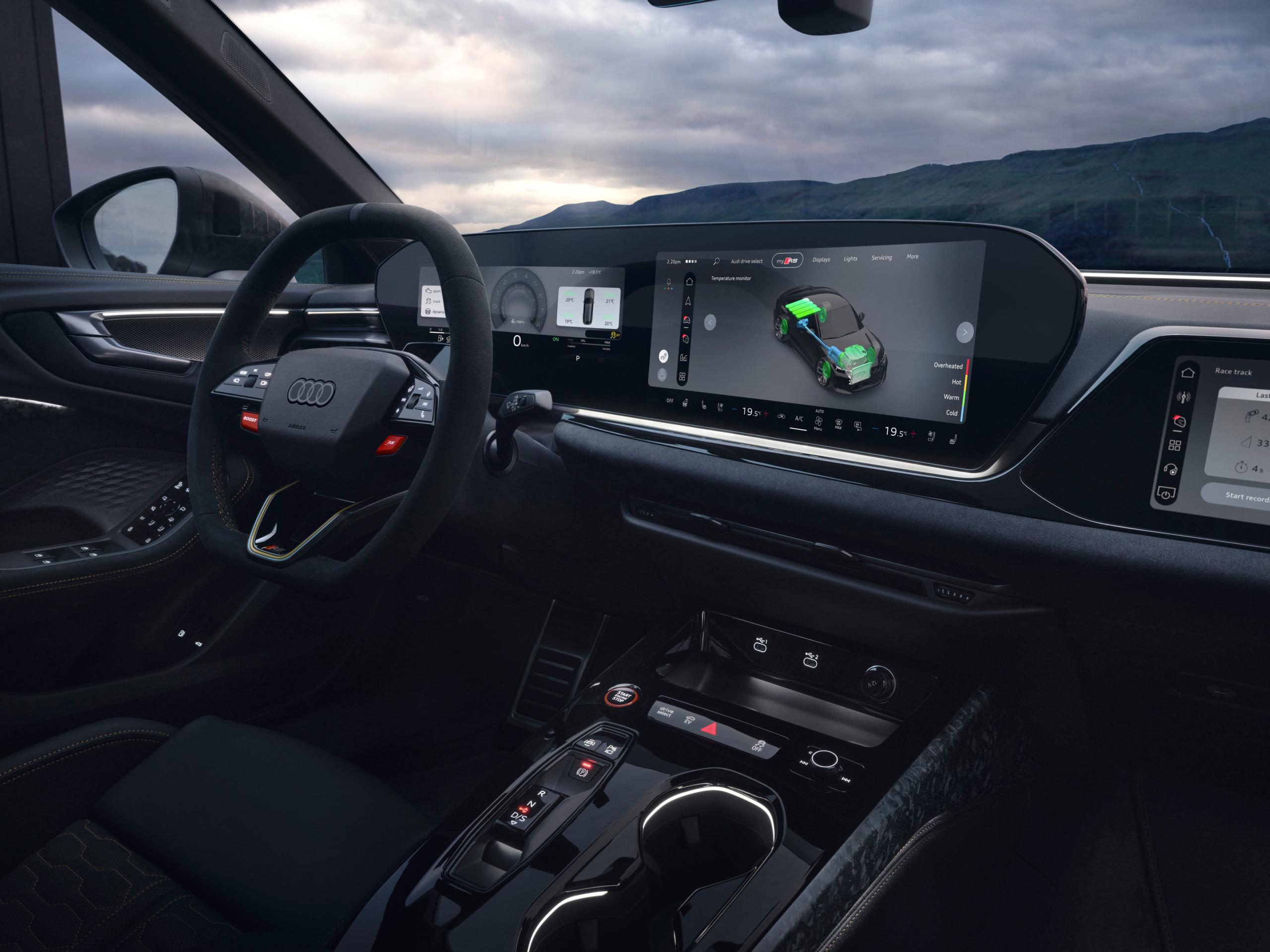 New Audi RS5 interior view of infotainment system