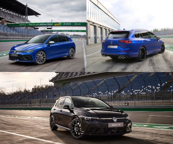 The new 2024 Golf R range in blue and black.