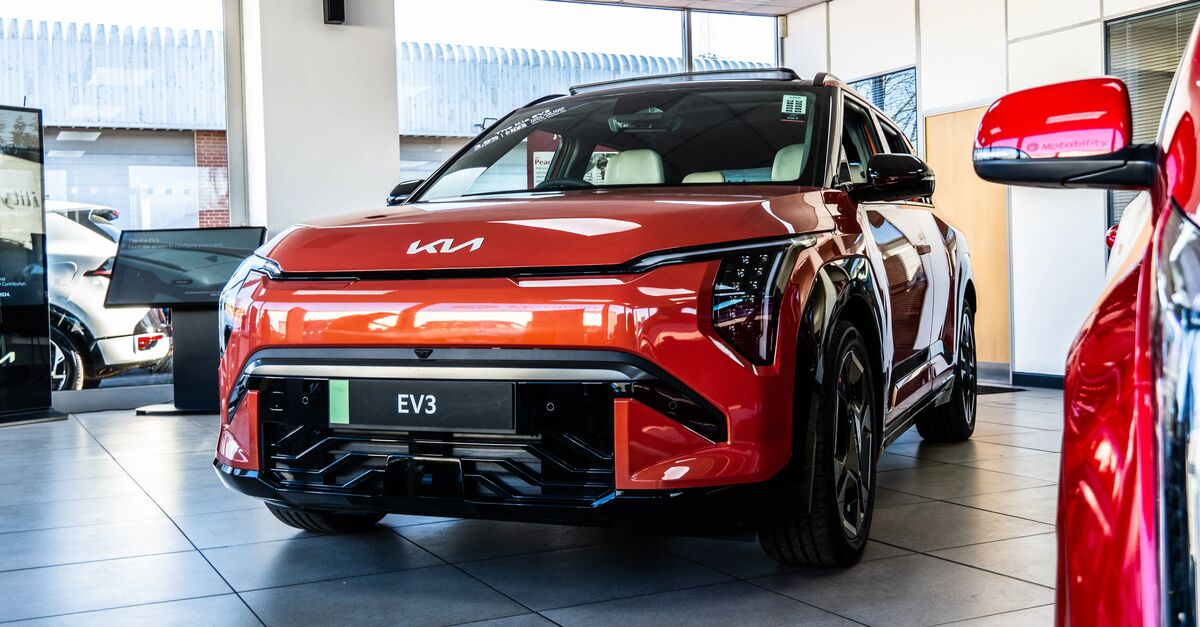 Kia EV3 in Kia Castleford dealership showroom