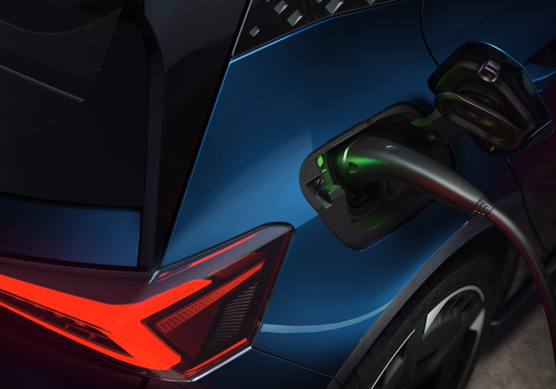 CUPRA Born in Aurora Blue Charging Plug