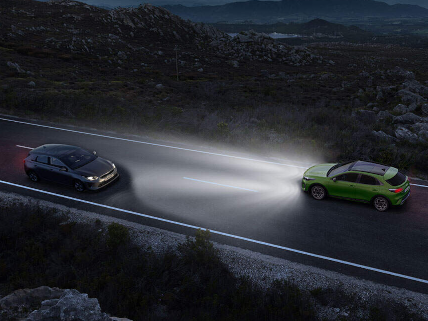 turned on headlights of Kia Xceed at night