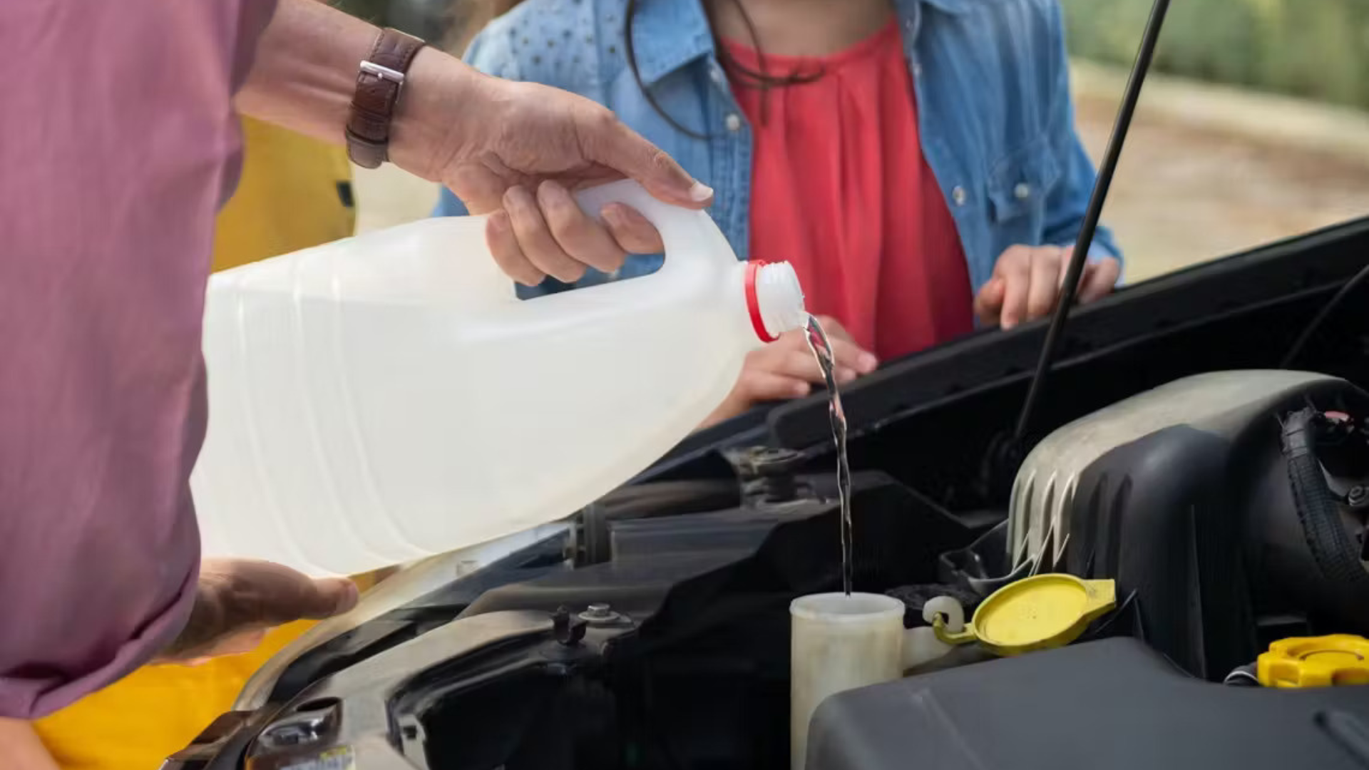 Topping up car washer fluid